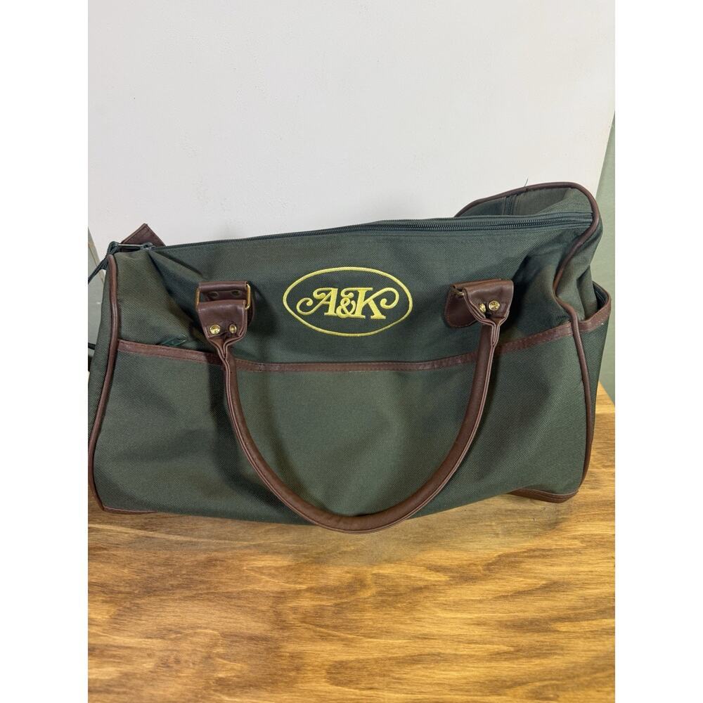 A&K- Abercrombie & Kent‎ luxury travel Green Canvas duffle Bag EMBROIDERED